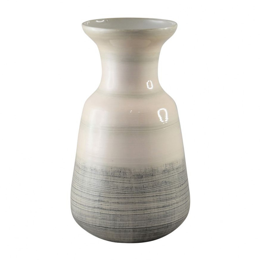 Sagebrook 14" Glass 2-toned Enamel Vase - White