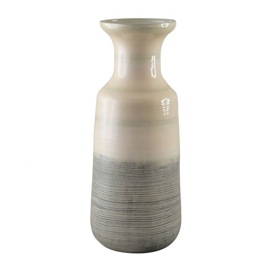 Sagebrook 17" Glass 2-toned Enamel Vase - White