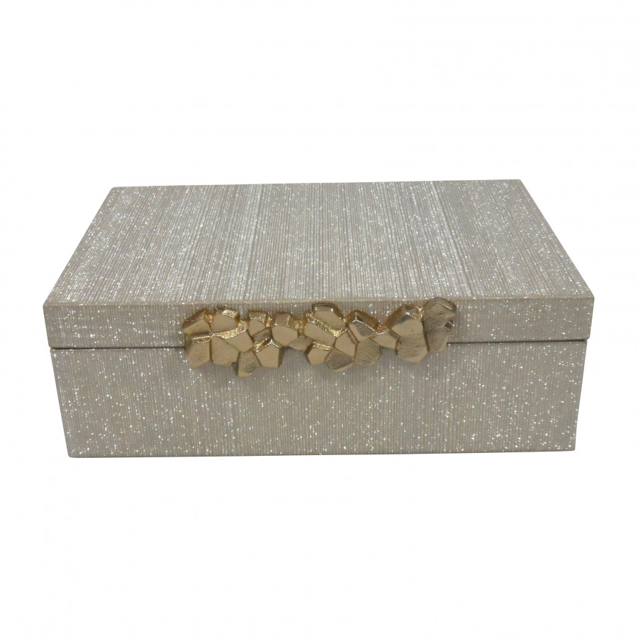 Sagebrook - 12" Faux Leather Shimmer Box in Champagne