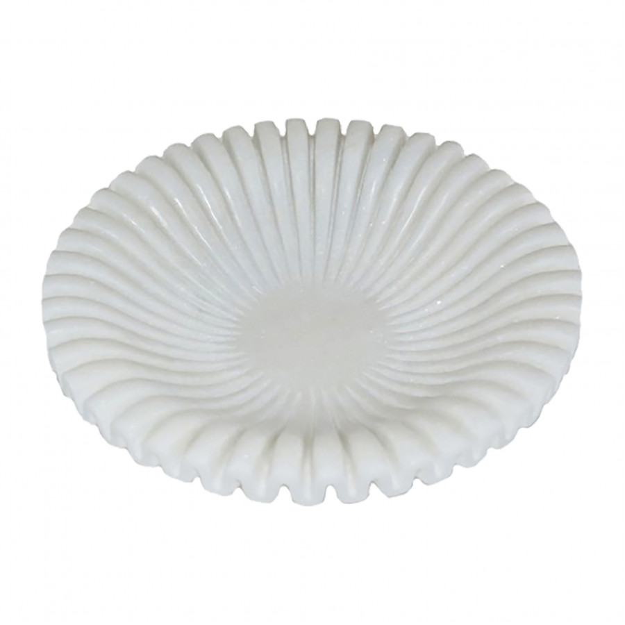Sagebrook - 12" Marble Pleated Bowl in White