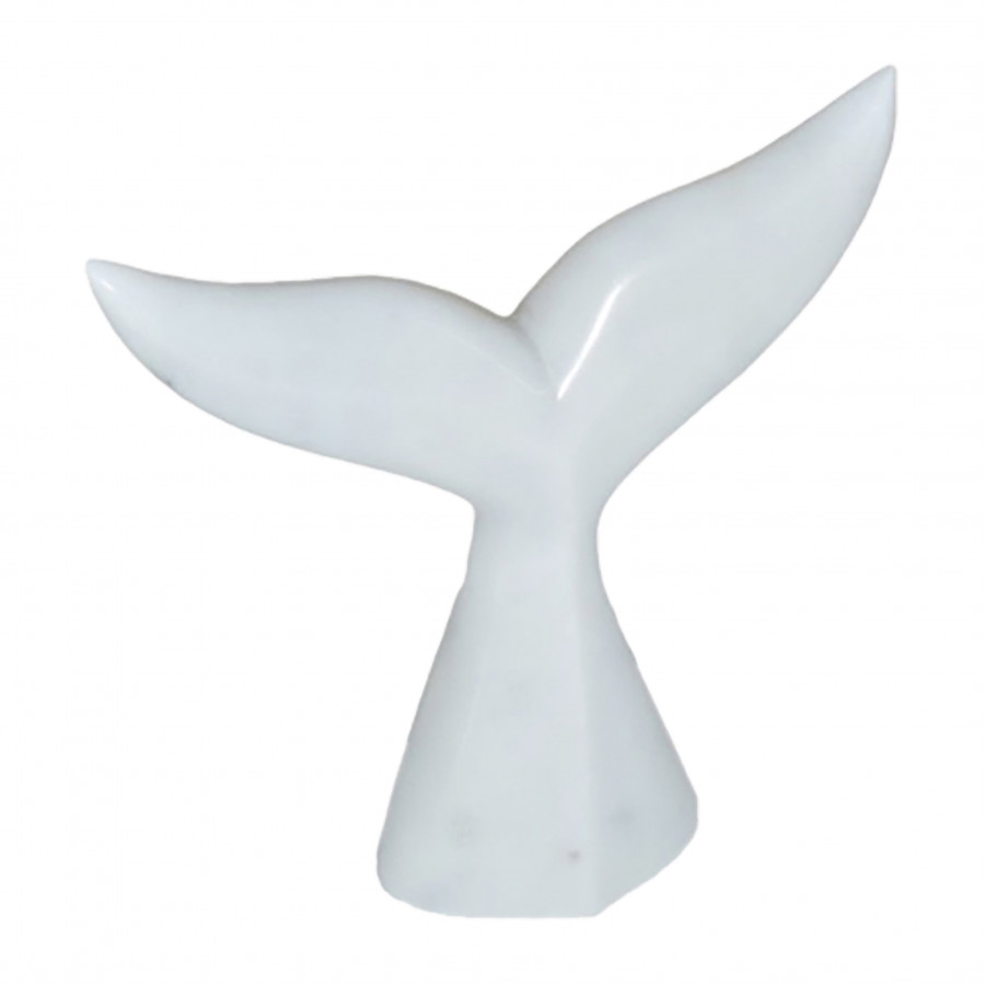 Sagebrook - 7" Marble Whale Tail in White