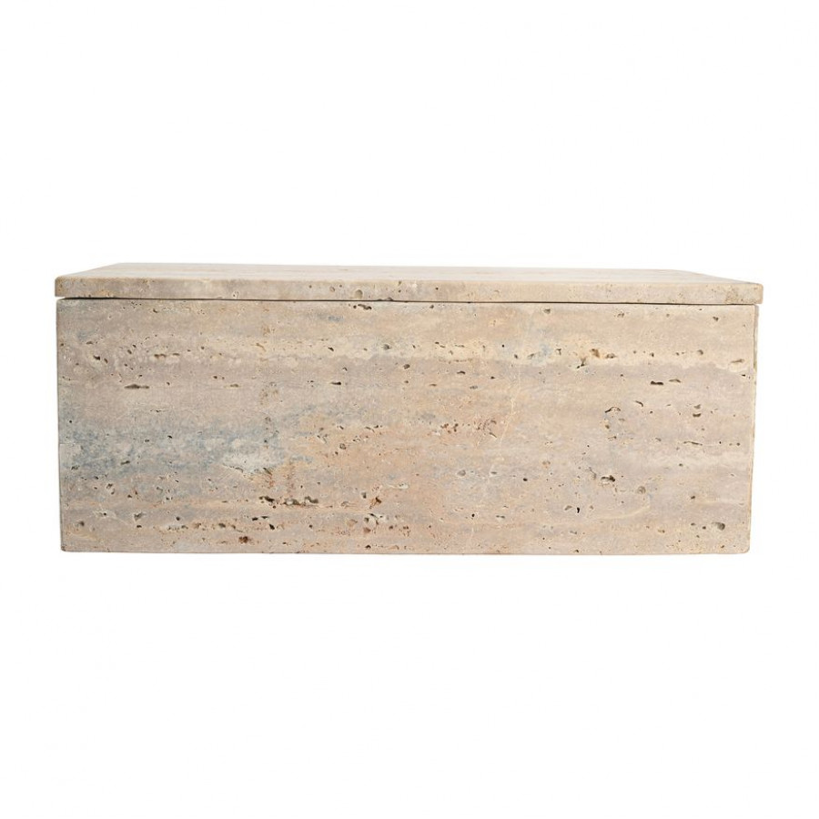 Sagebrook - 13"x8" Travertine Decorative Box in Tan