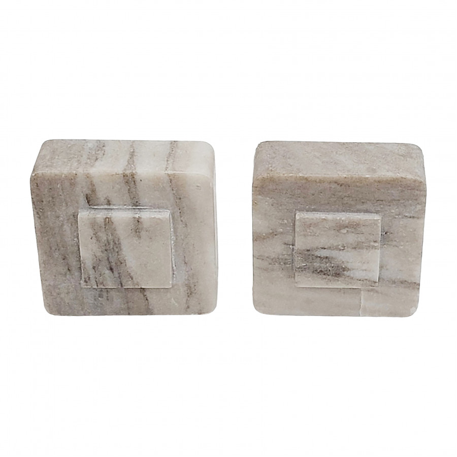 Sagebrook - 5" Marble Square Bookends (Set Of 2) in Multi-Color