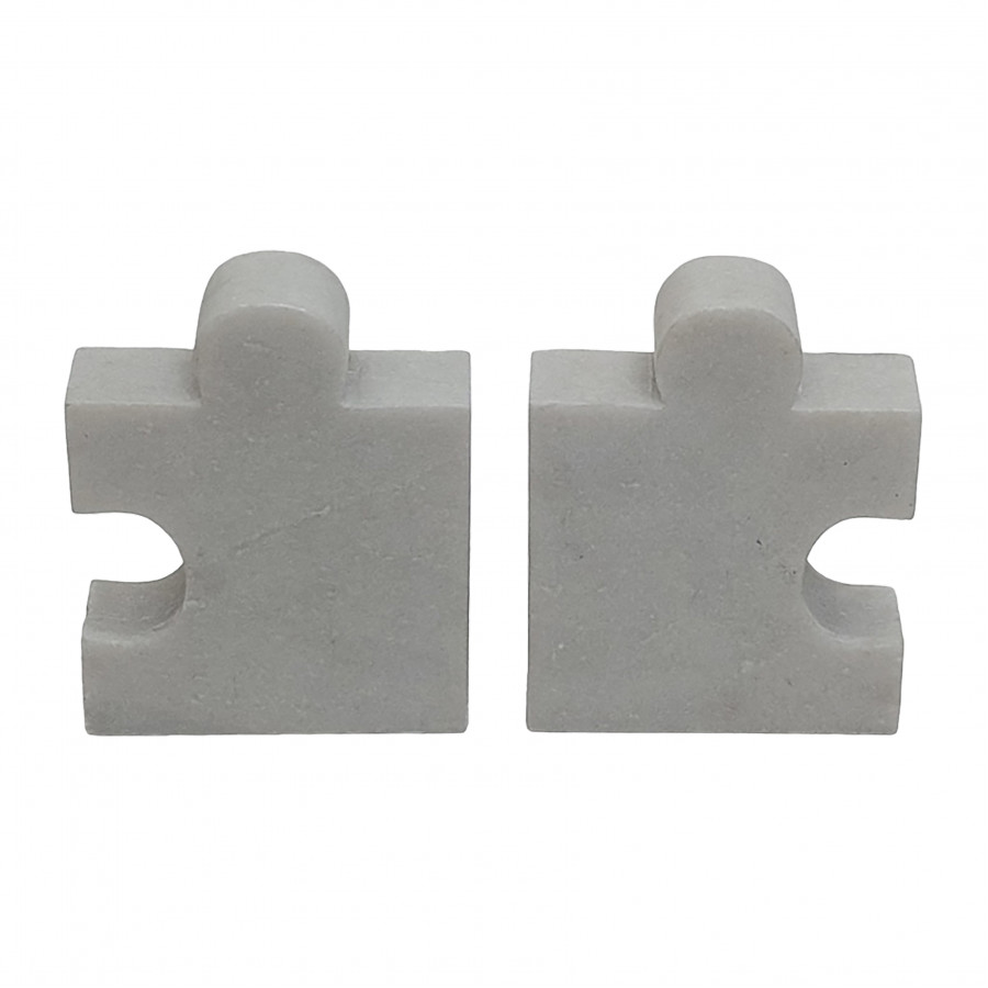 Sagebrook - 5" Marble Puzzle Piece Bookends (Set Of 2) in White