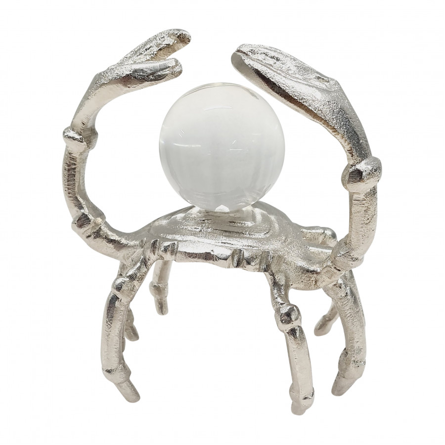 Sagebrook - 7" Metal Dancing Crab with Acrylic Ball in Silver