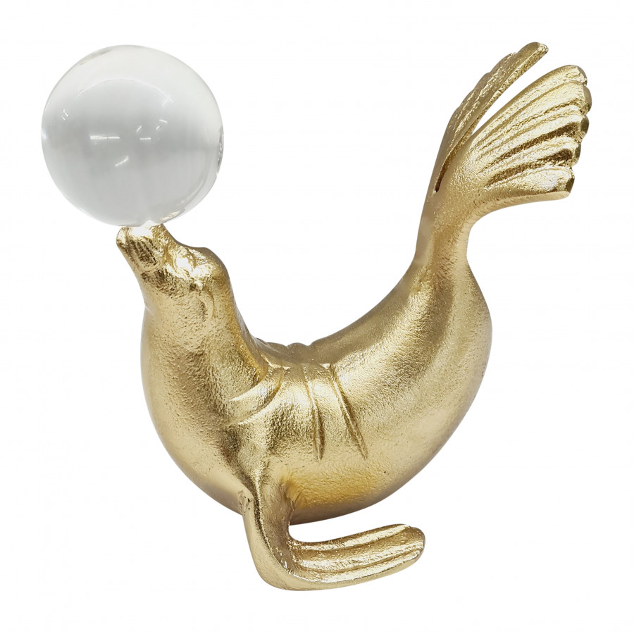 Sagebrook - 7" Metal Sea Lion with Acrylic Ball in Gold