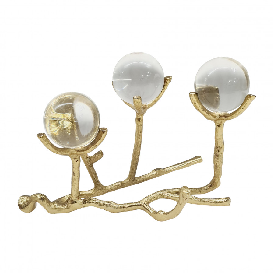Sagebrook - 10" Metal Twigs Holding Acrylic Balls in Gold