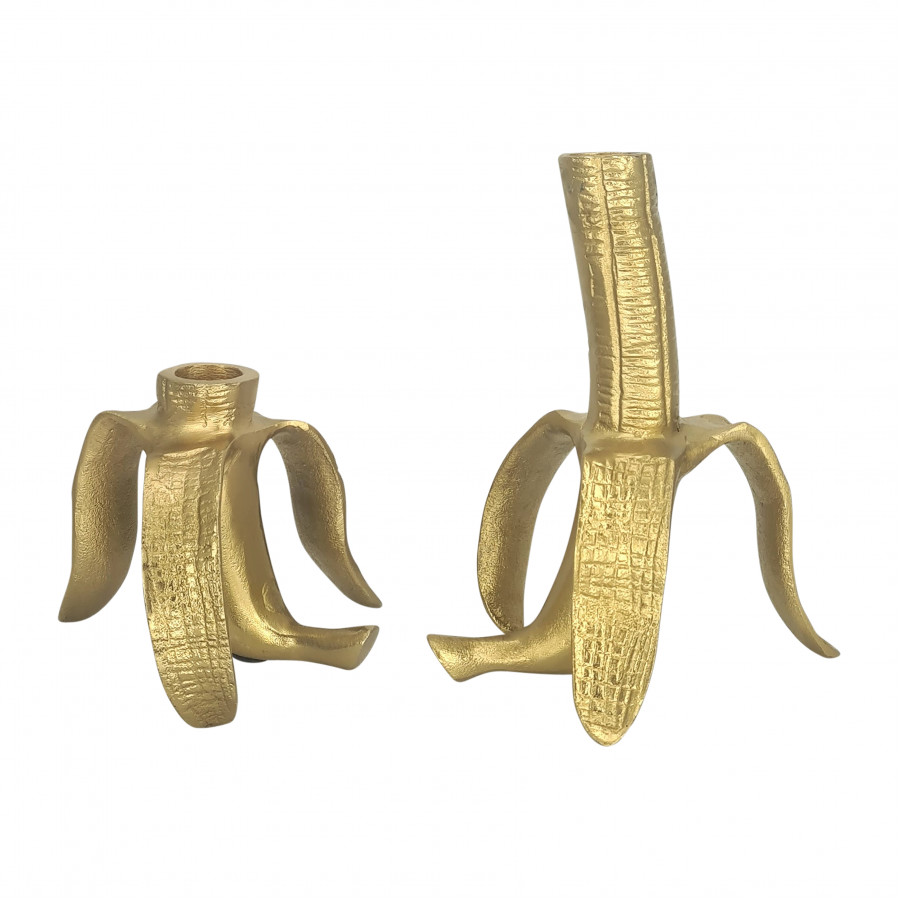 Sagebrook - 6" Metal Banana Taper Candle Holders (Set Of 2) in Gold