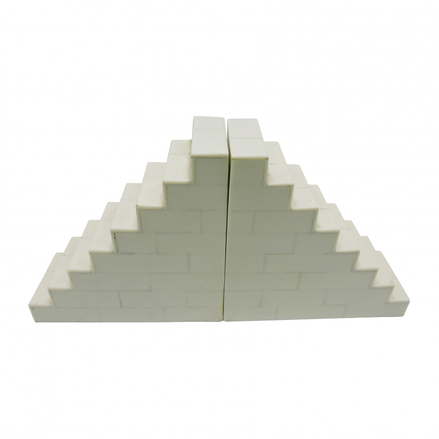 Sagebrook 6" Resin Steps Bookends (Set Of 2) - Ivory