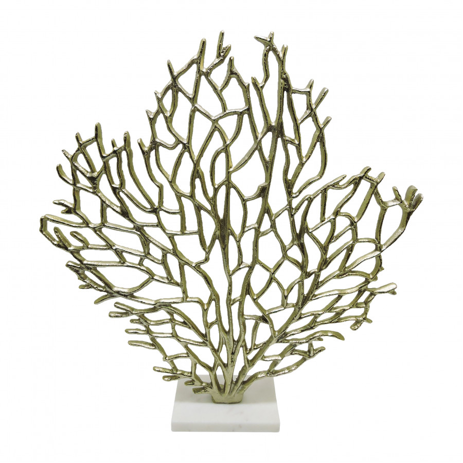 Sagebrook - 21" Metal Coral On Marble Base in Champagne