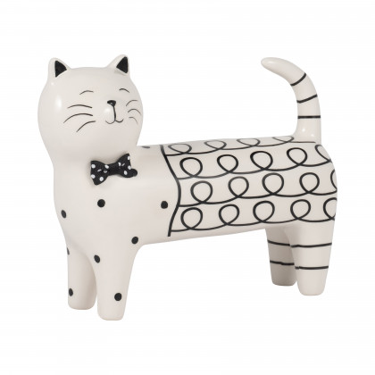 Sagebrook 7" Ceramic Swirls Cat - White