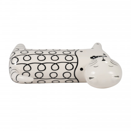 Sagebrook 7" Ceramic Swirls Cat - White