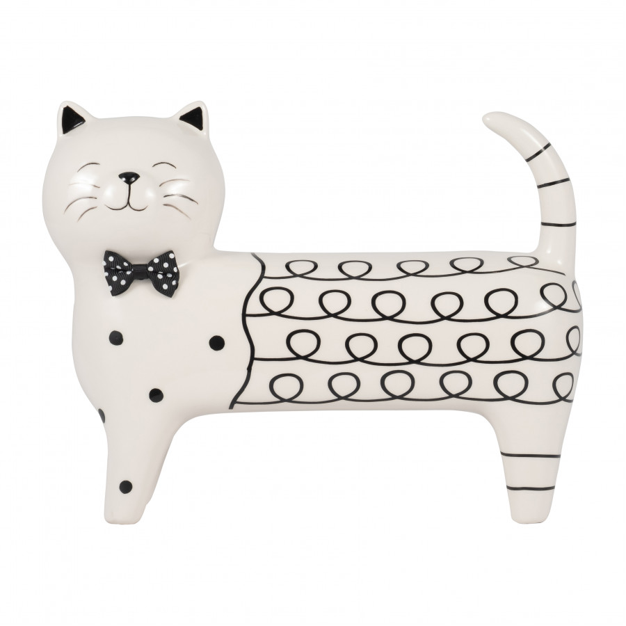 Sagebrook 8" Ceramic Swirls Cat - White