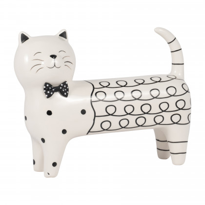 Sagebrook 8" Ceramic Swirls Cat - White