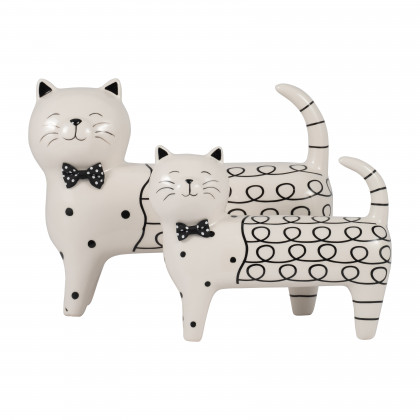 Sagebrook 8" Ceramic Swirls Cat - White