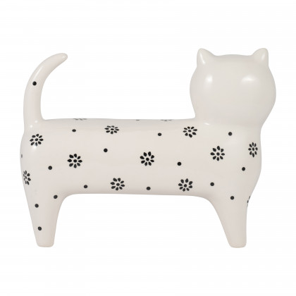 Sagebrook 8" Ceramic Daisies Cat - White