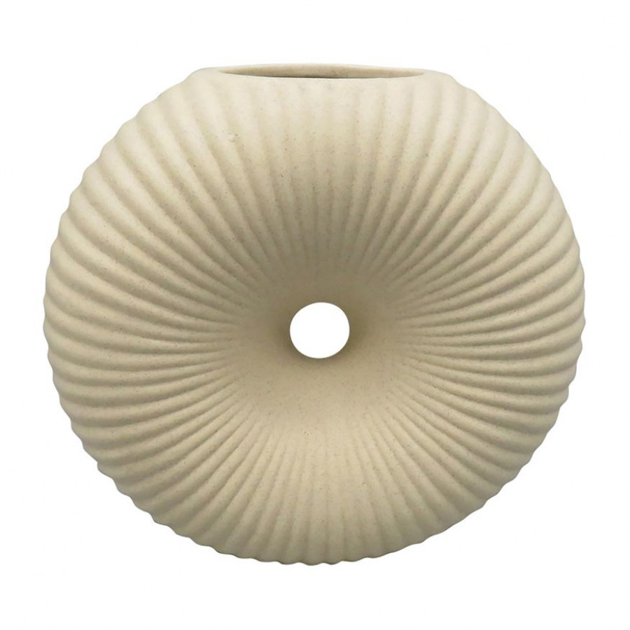 Sagebrook 7" Ceramic Donut Hole Vase - Cotton