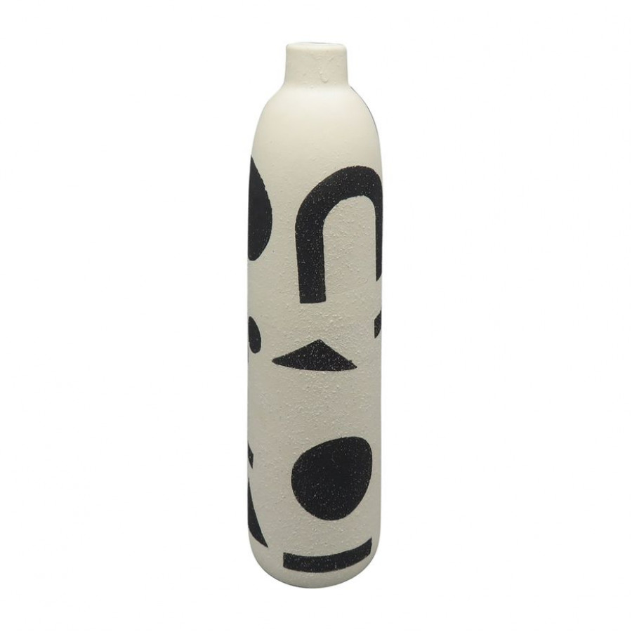 Sagebrook - 15" Ceramic Funky Vase in Ivory/Black