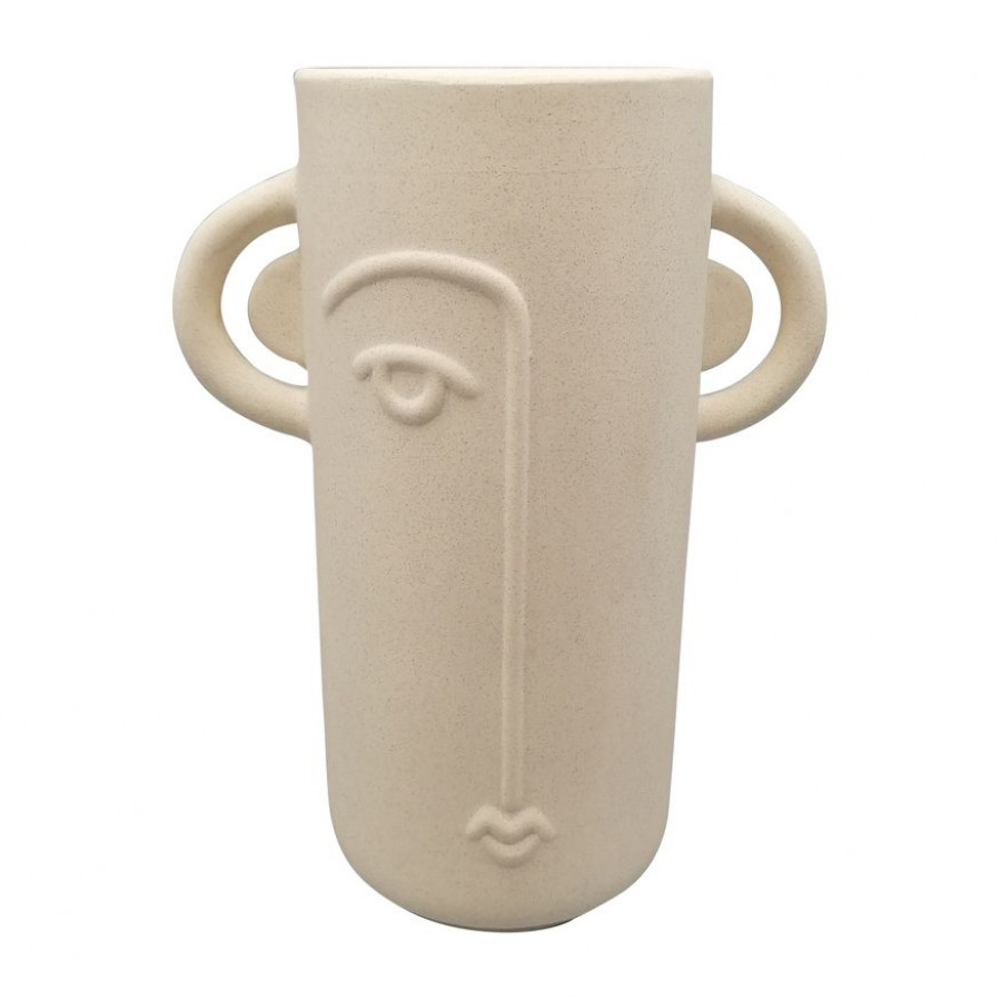 Sagebrook - 10" Ceramic Face Vase With Handles in Ivory