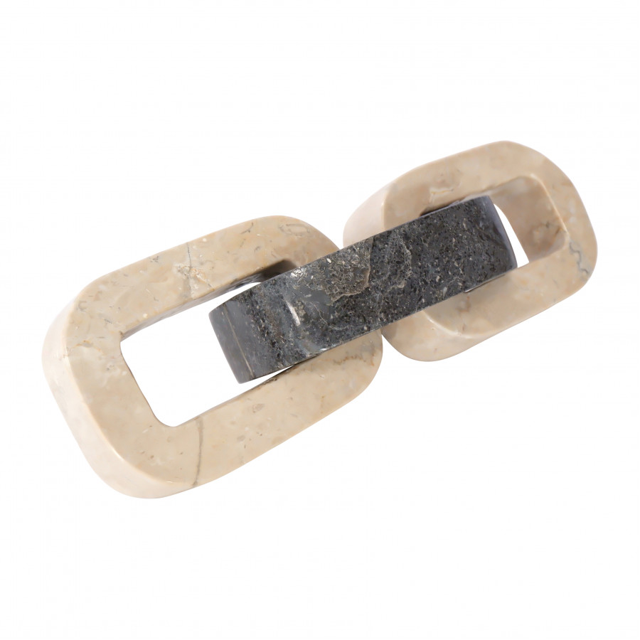 Sagebrook - 12" Marble 3-Linked Chain in Dark Gray/ivory