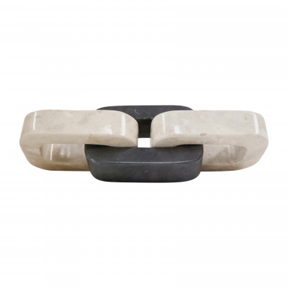 Sagebrook - 12" Marble 3-Linked Chain in Dark Gray/ivory