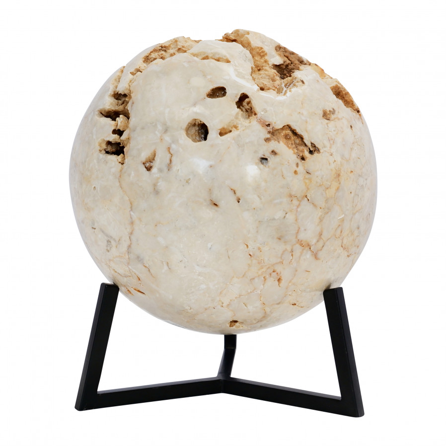 Sagebrook - 9" Stone Moon On Stand in Ivory