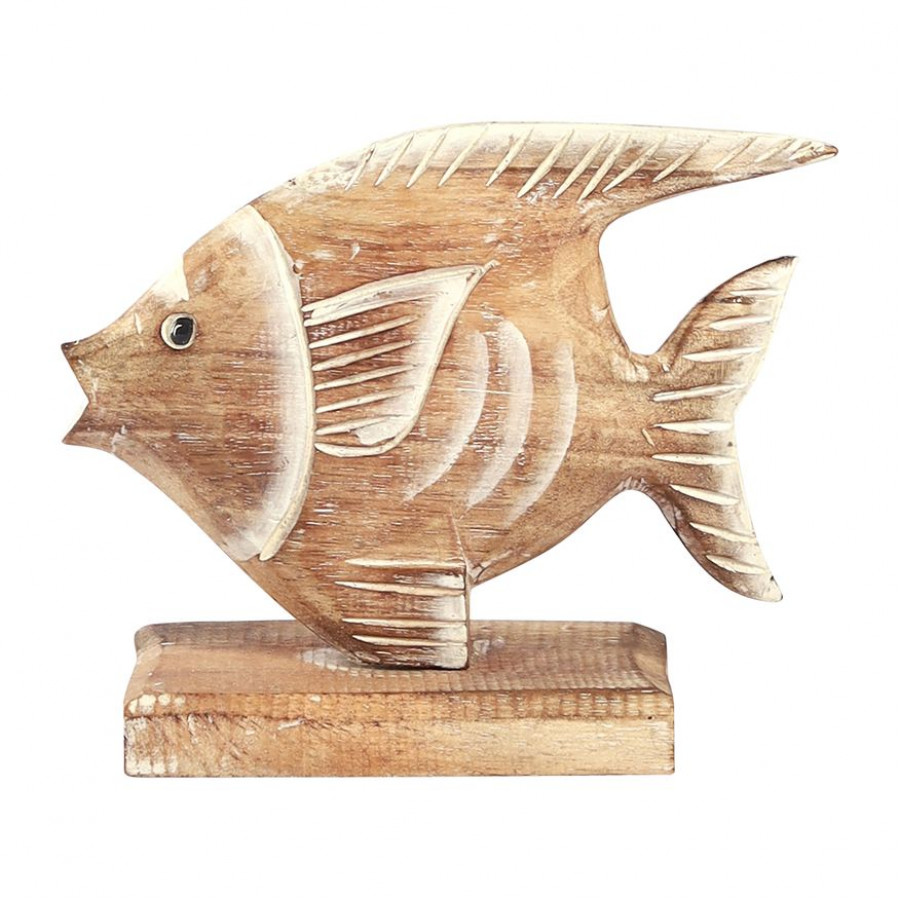 Sagebrook - 8" Wood Angel Fish in Natural