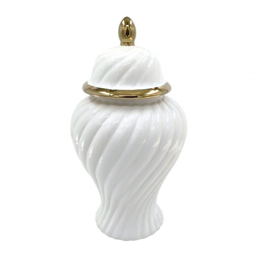 Sagebrook - 20" Ceramic Swirl Temple Jar
