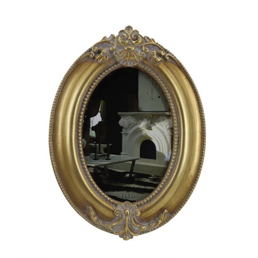 Sagebrook - 4"x6" Resin Round Applique Photo Frame in Gold