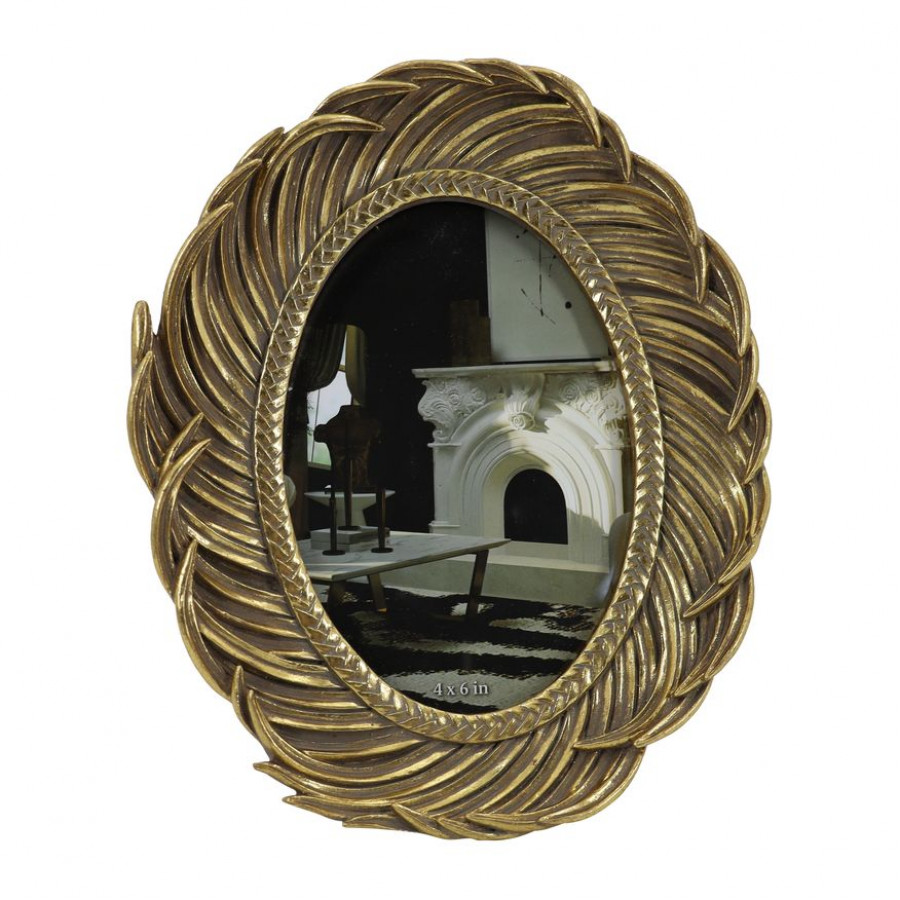 Sagebrook - 4"x6" Resin Feathers Around Photo Frame in Gold
