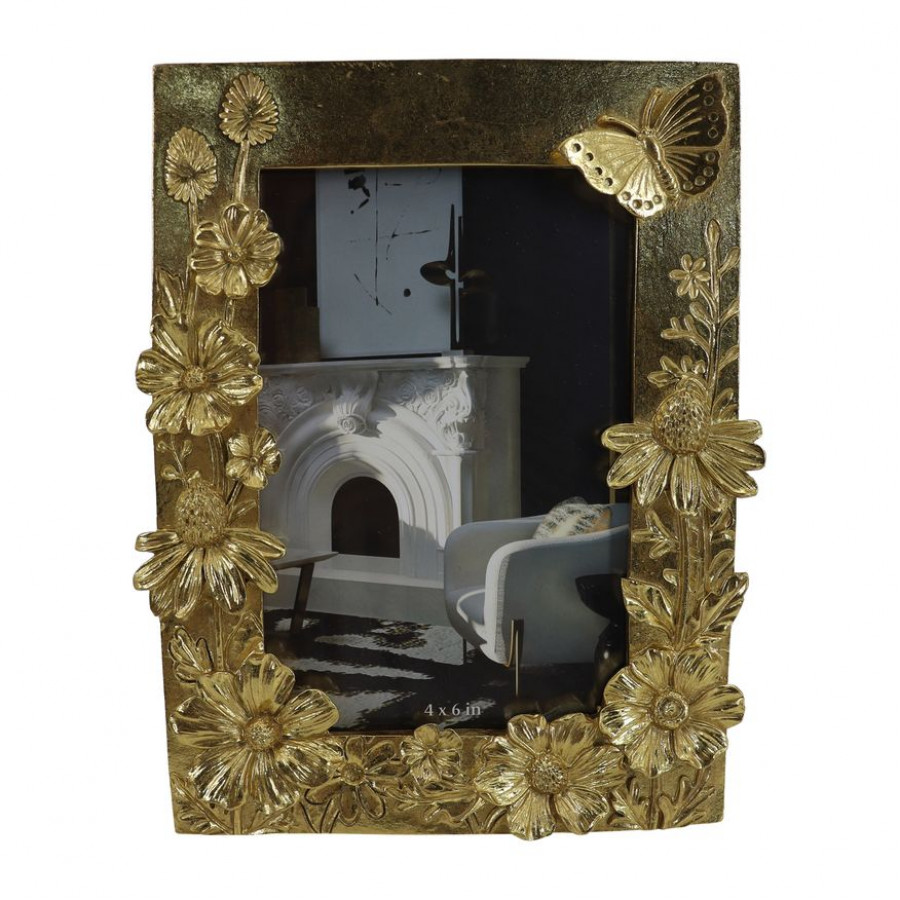 Sagebrook - 4"x6" Resin Spring Time Photo Frame in Gold