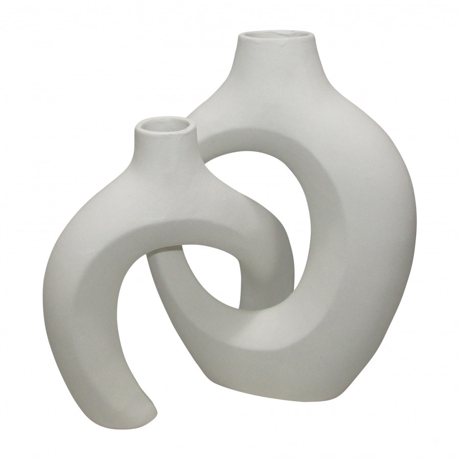 Sagebrook - 11"/13" Ceramic Interlocking Vases (Set Of 2) in White