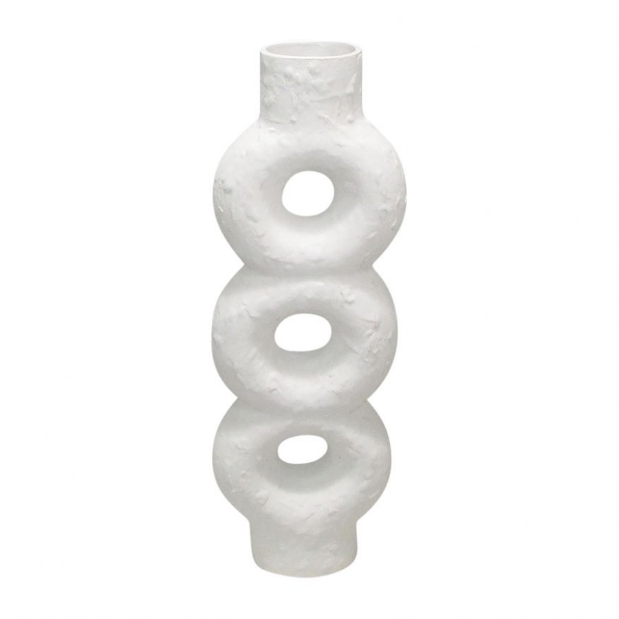 Sagebrook 17" Ceramic Textured Stacked Circles Vase - White