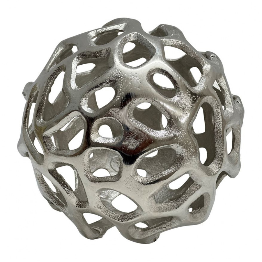 Sagebrook 6" Metal Cut-out Orb - Silver