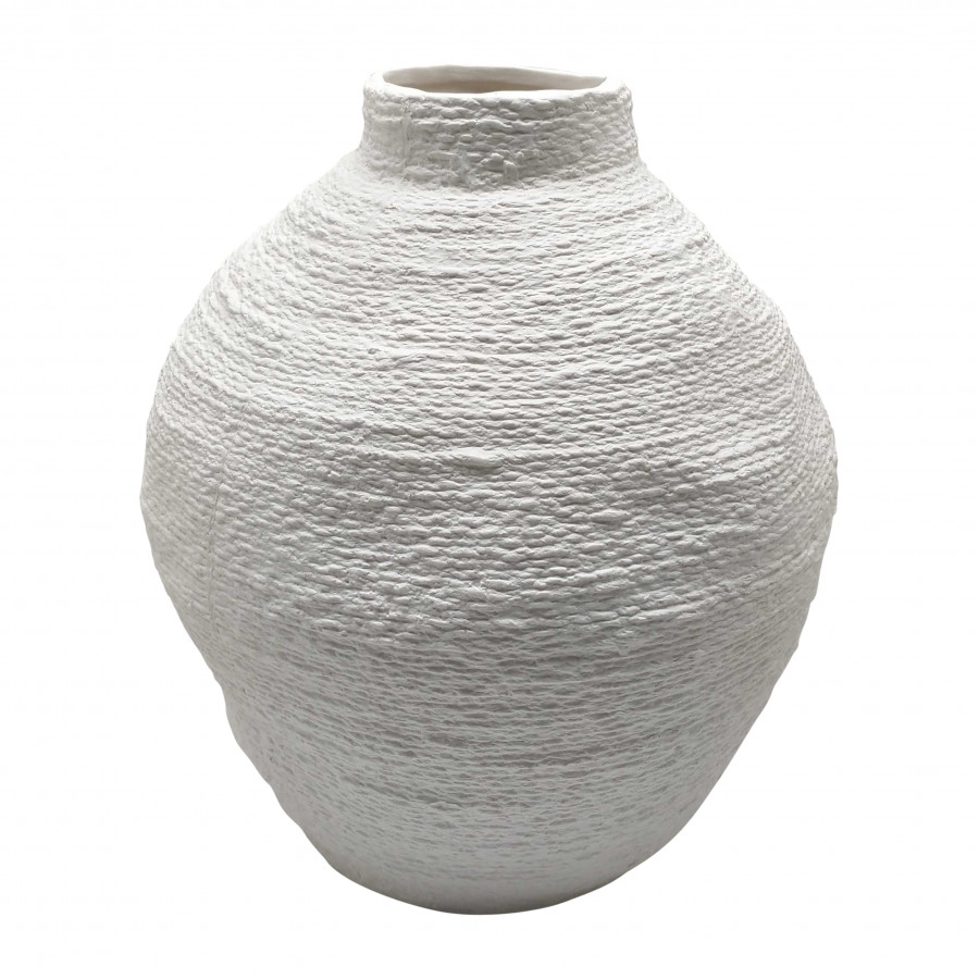 Sagebrook 12" Woven Textured Vase - White