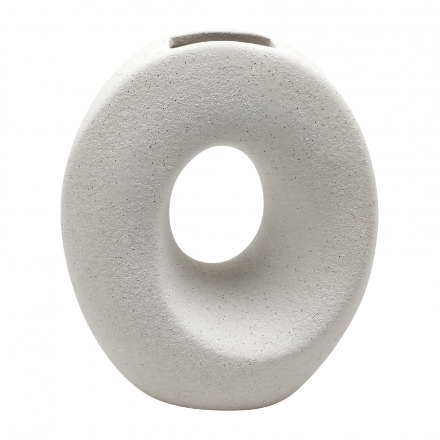 Sagebrook 7" Oval Cut-out Sand Vase - White