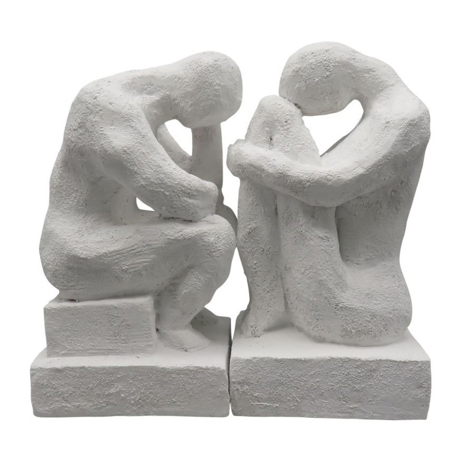Sagebrook 7" Thinking Man Bookends - White