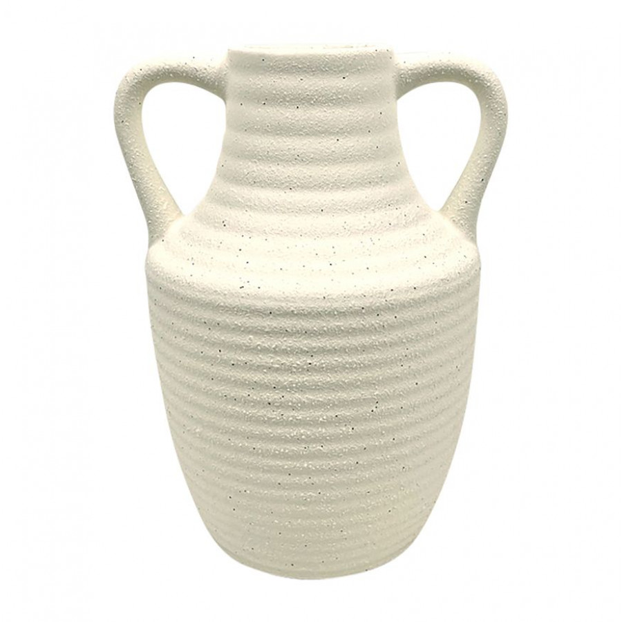 Sagebrook - 9" Jug Vase With Handle Rough Texture in Ivory
