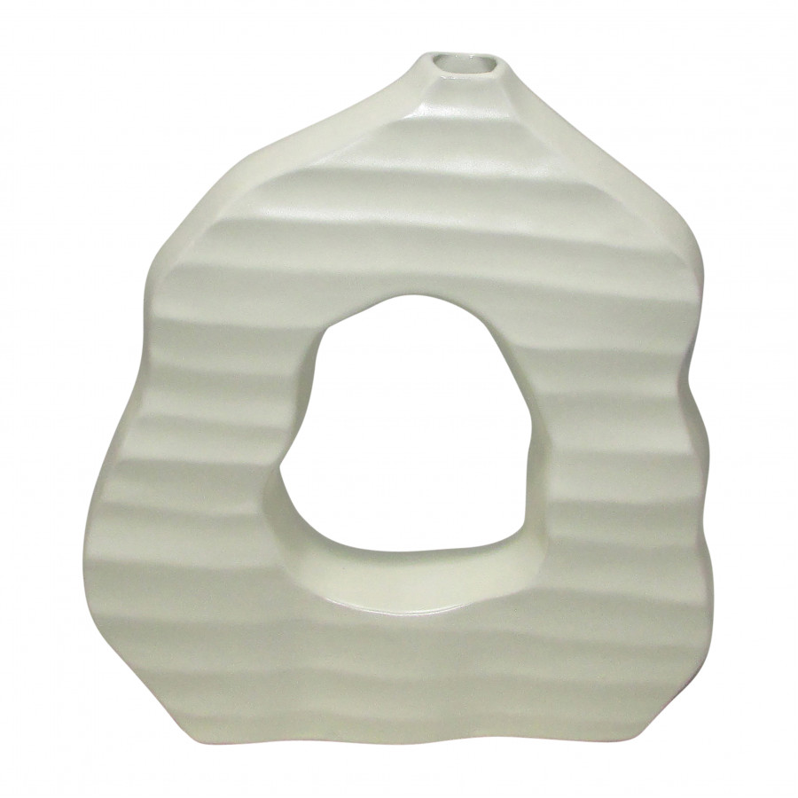 Sagebrook 12" Ribbed Open-cut Out Vase - Ivory