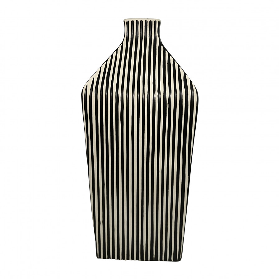 Sagebrook 11" Lines Square Vase - Black/White