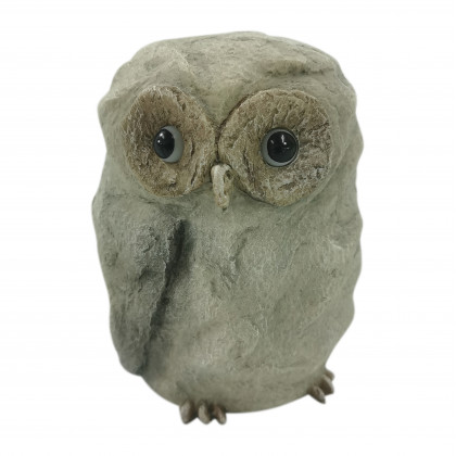 Sagebrook - 6" Faux Rock Owl With Solar Eyes