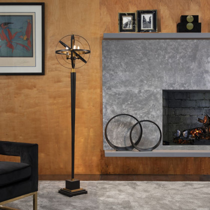 Sagebrook - Metal Armillary Floor Lamp in Black/Bronze