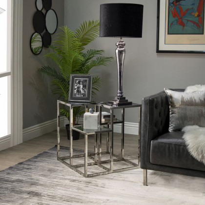 Sagebrook - Glass Pillar Table Lamp in Mercury Black