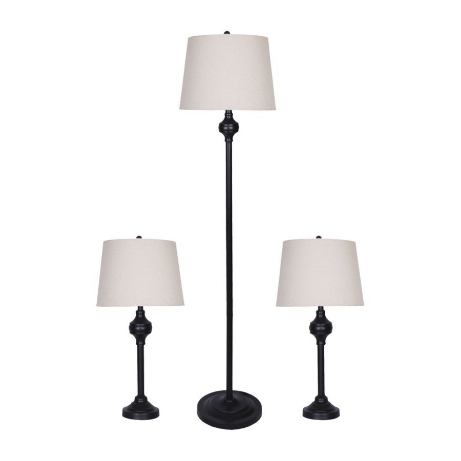 Sagebrook - Metal Table & Floor Genie Lamps (Set Of 3) in Black