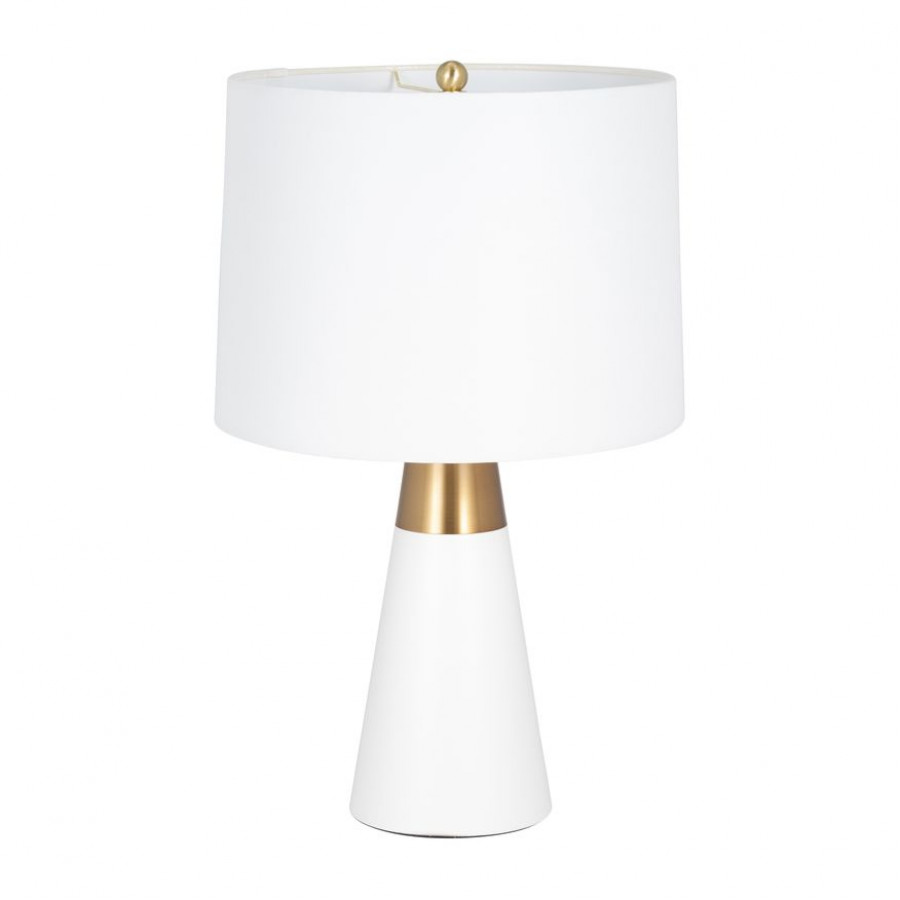 Sagebrook - Metal 2-Tone Cone Table Lamps (Set Of 2) in White/Gold