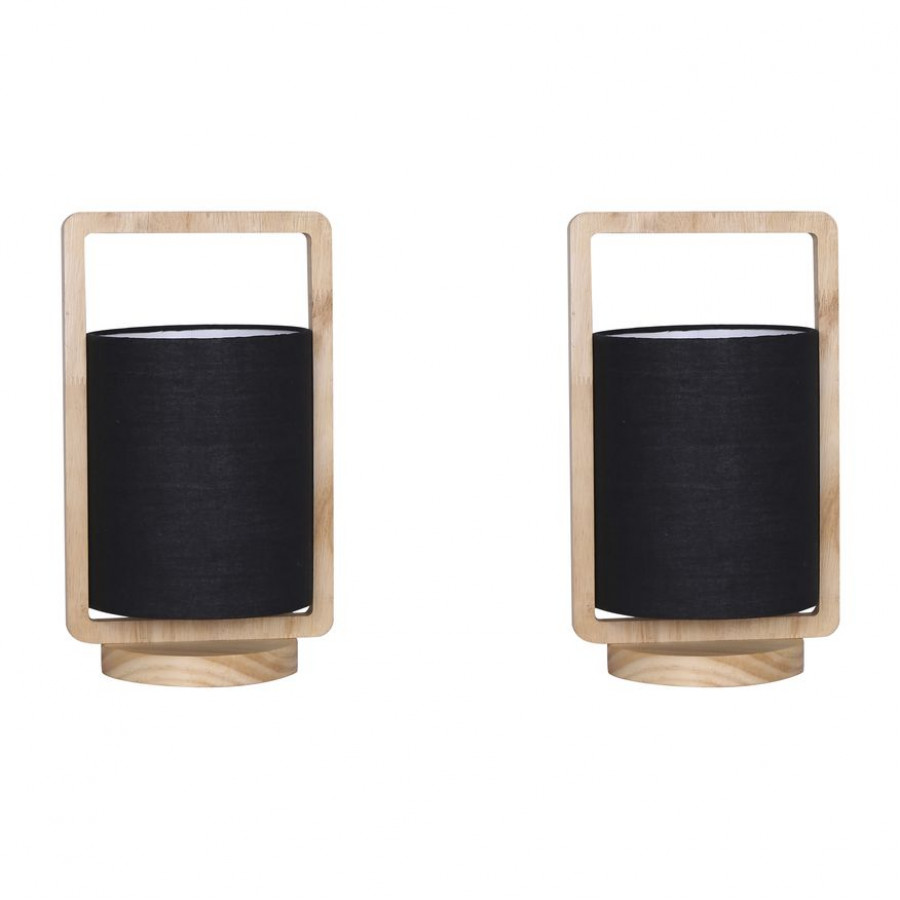 Sagebrook - Nature Wood Сylinder Table Lamps (Set Of 2)