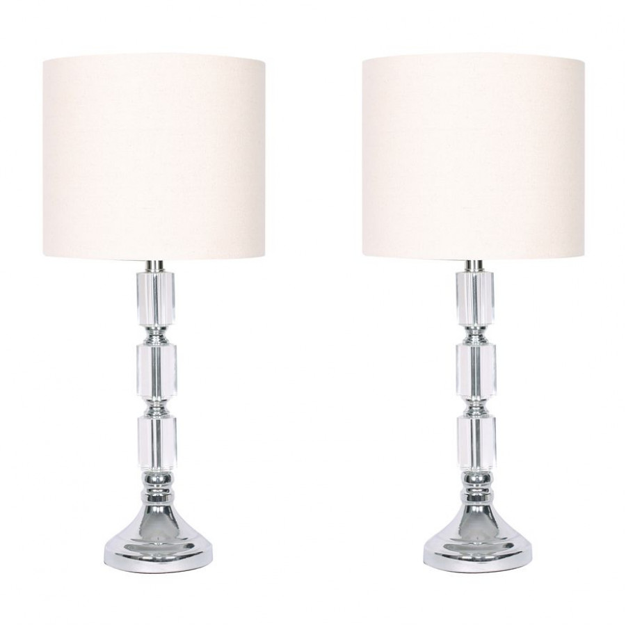 Sagebrook - Crystal Table Lamps (Set Of 2) in Chrome