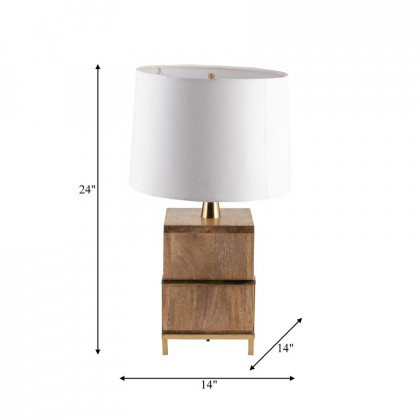Sagebrook - Wood Cylindrical Table Lamp in Gold/Natural