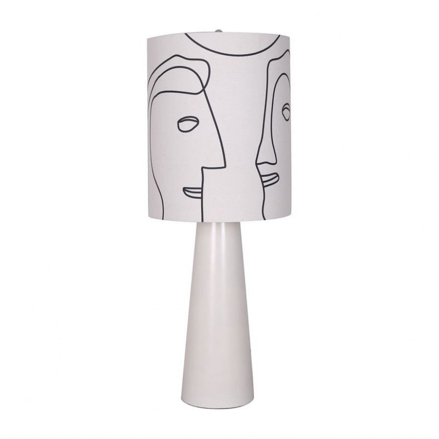 Sagebrook - Resin Modern Pillar Table Lamp in White