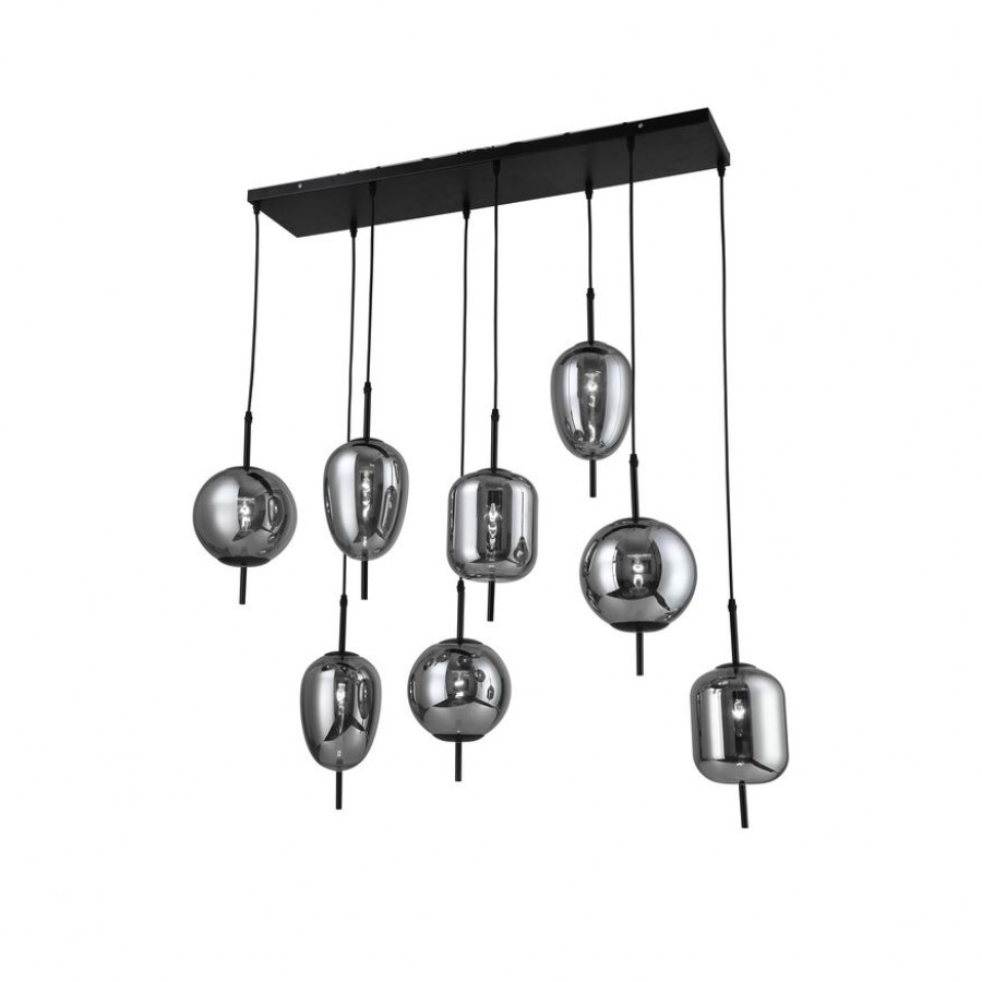 Sagebrook - Metal Pendant Lamp With 8 Light in Smoke Glass
